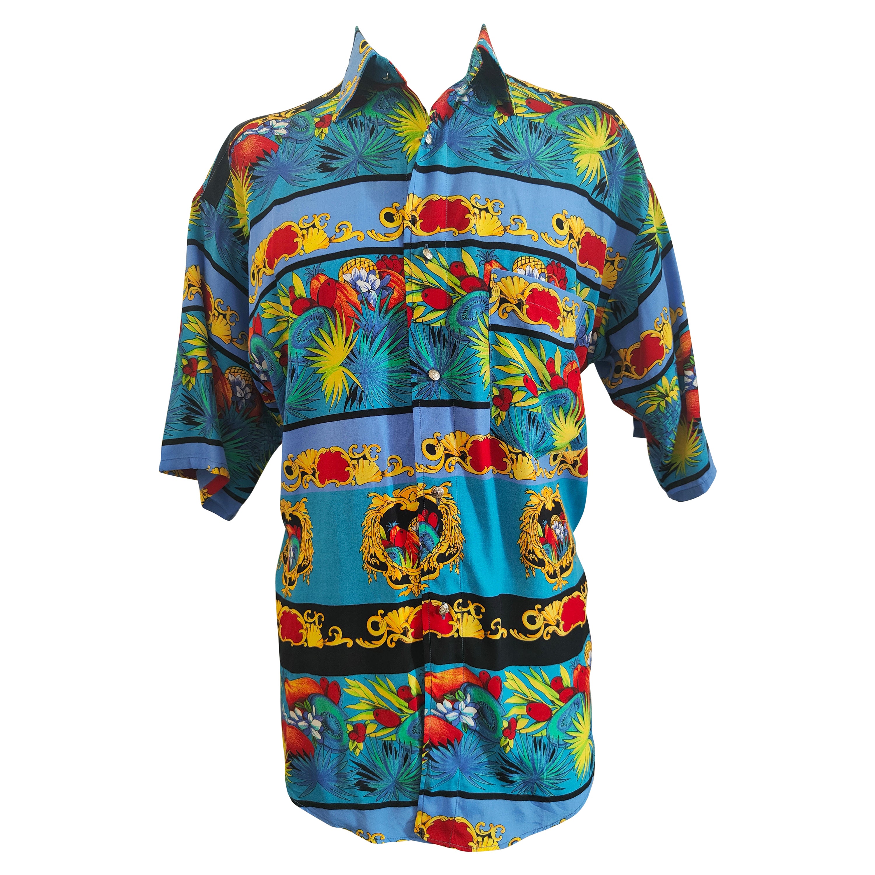 Versace - Chemise en coton multicolore emblématique