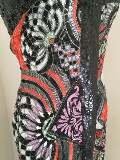 Versace Iconic Sequins and Beads Multicolour Long Dress