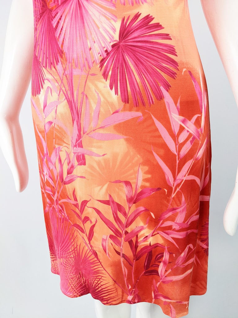 Versace Iconic Tropical Palm Print Dress, Spring 2000 For Sale at 1stDibs