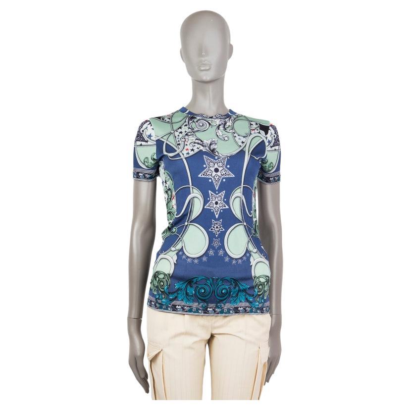 Versace Jeans Couture Baby Blue Shirt w/ Beading and Tropical Print