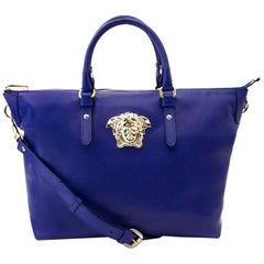 Versace Indigo Medusa Leather Bag