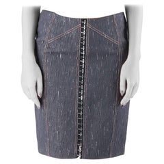 Versace Indigo Textured Denim Hook Detail Pencil Skirt M