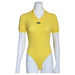 Versace Intensive Body Suit Bright Yellow Short Sleeve Sportswear Vintage 90s 