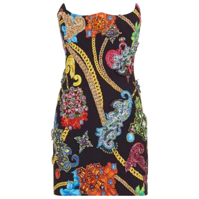 VERSACE INVERTED HEART JEWEL EMBELLISHED DRESS as seen on Naomi 40 - 4 at  1stDibs | versace embellished dress, versace heart dress, versace silk mini  dress hearts