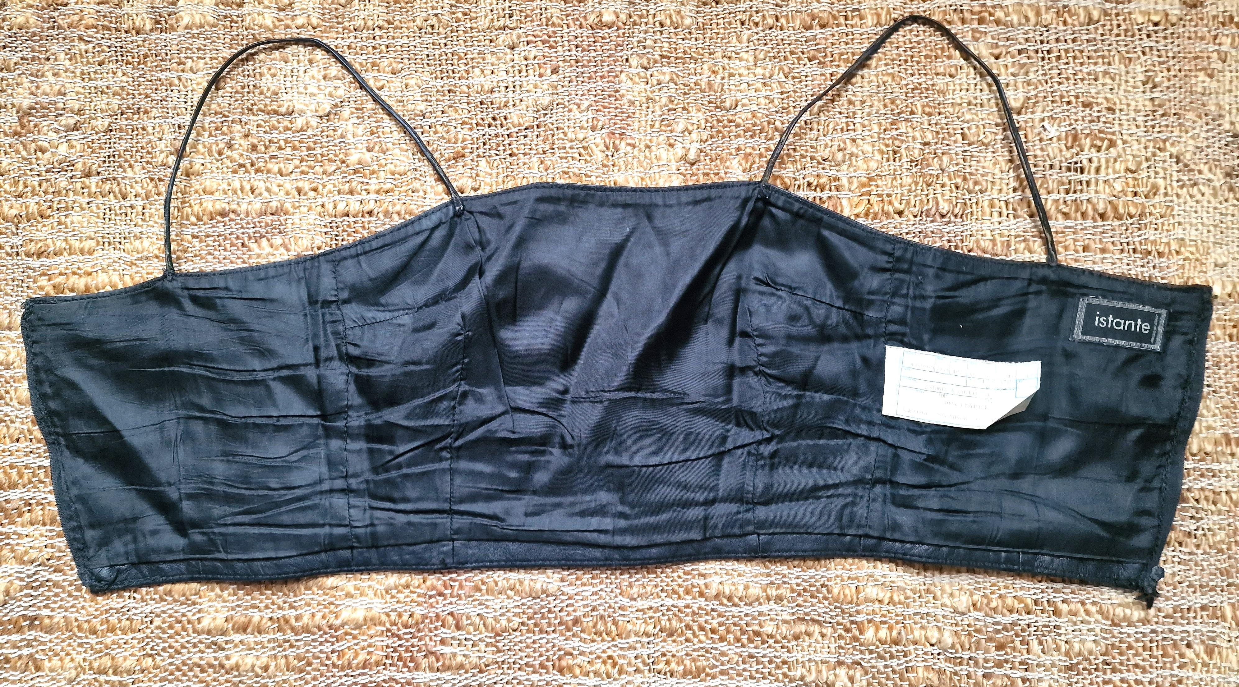 Versace Istante Leather Bondage Couture Corset Vintage S&M Small Bustier Top For Sale 1