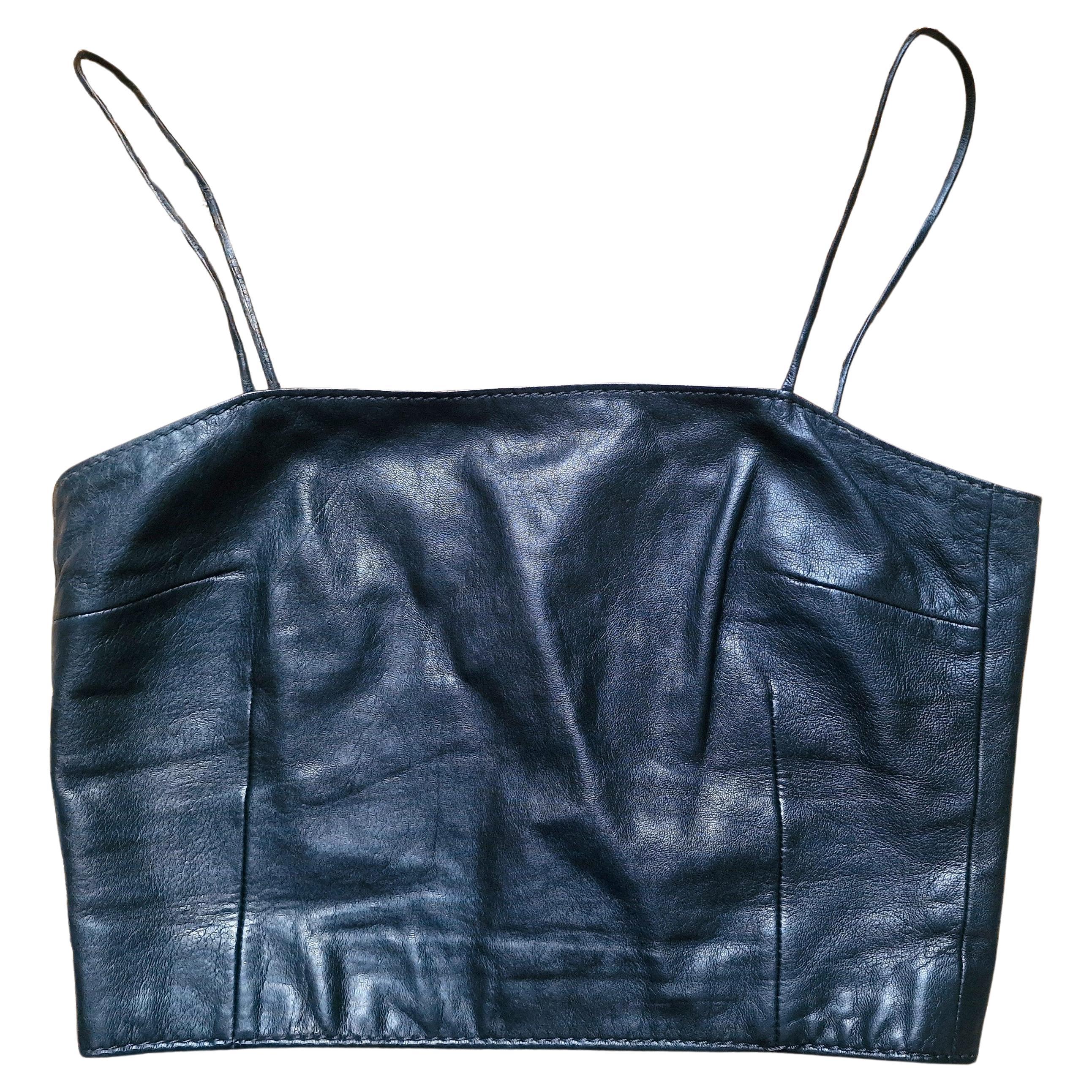 Versace Istante Leather Bondage Couture Corset Vintage S&M Small Bustier Top For Sale