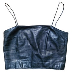 Versace Istante Leder Bondage Couture Korsett Vintage S&M Kleines Bustier Top aus Leder