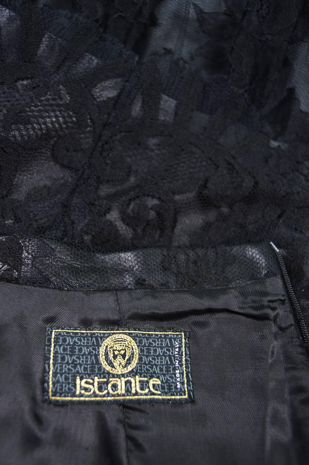 Versace Istante Vintage Leather & Lace Skirt For Sale 2