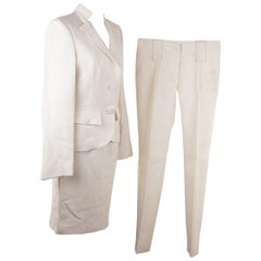 Versace Ivory 3 Pieces Set Blazer Suit Skirt Trousers Size 40 IT