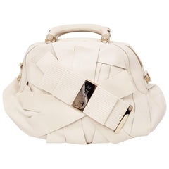 Versace Ivory Leather Venita Bow Satchel From the 2009 Spring Collection