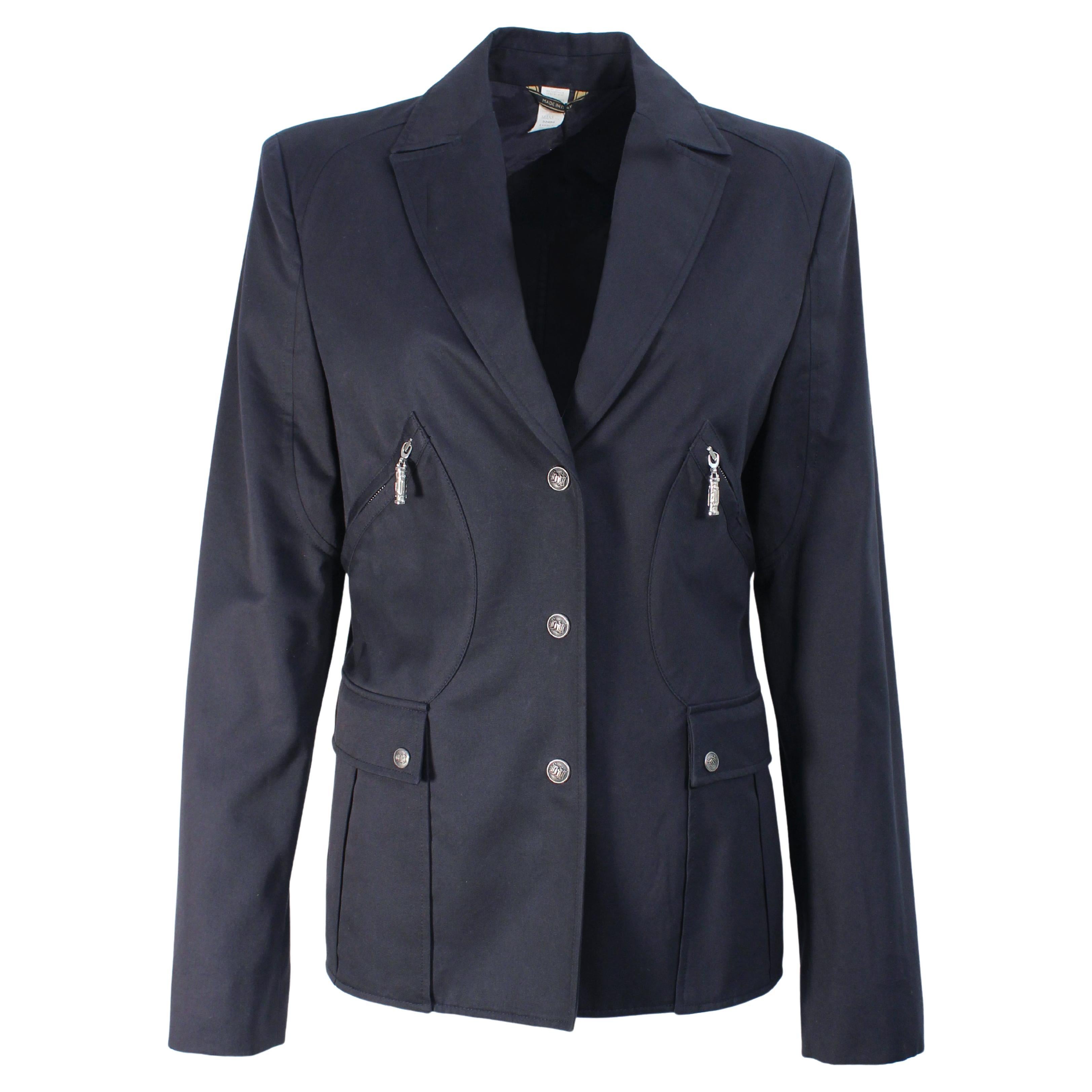 Versace Jacket Blazer Military Style Navy NWT NOS Size 46 
