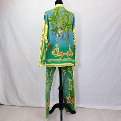 Versace JC pants suit and shirt with Tarzan and Jane print, vintage 1990s
