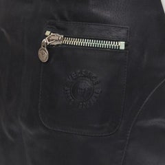 VERSACE JEAN COUTURE Vintage black leather Medusa zip contour mini skirt 28"