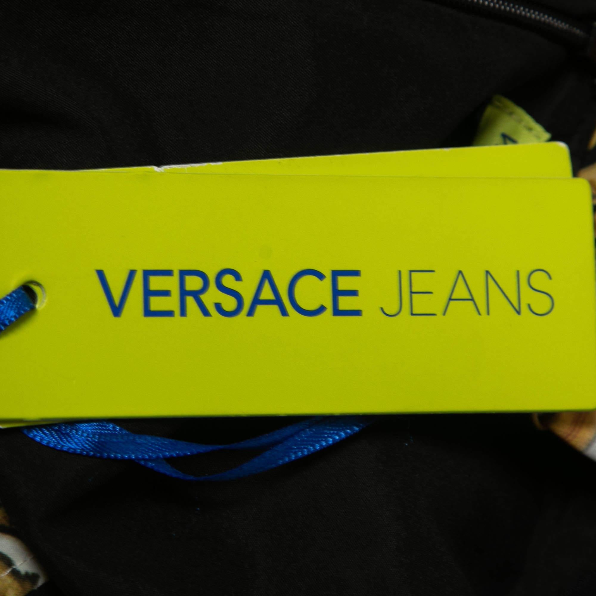 Versace Jeans Black Baroque Print Crepe Sleeveless Midi Dress S In Excellent Condition In Dubai, Al Qouz 2