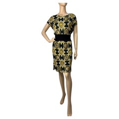 Versace Jeans Schwarz & Gold Barock Print Kleid - Größe S-M