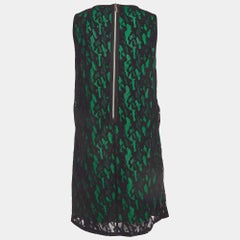 Versace Jeans Black/Green Lace Overlay Sleeveless Short Dress M