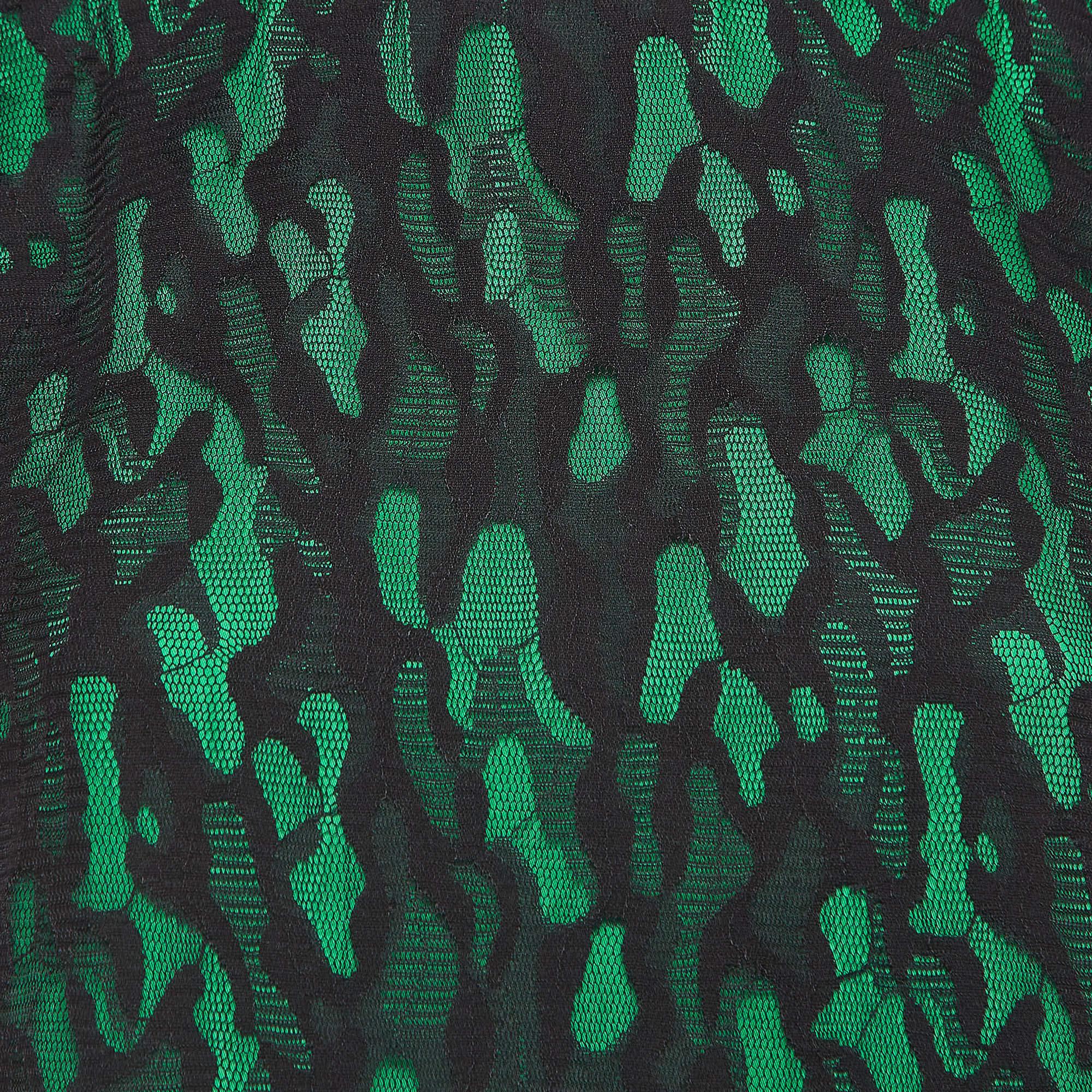 Versace Jeans Black/Green Lace Overlay Sleeveless Short Dress M In New Condition In Dubai, Al Qouz 2