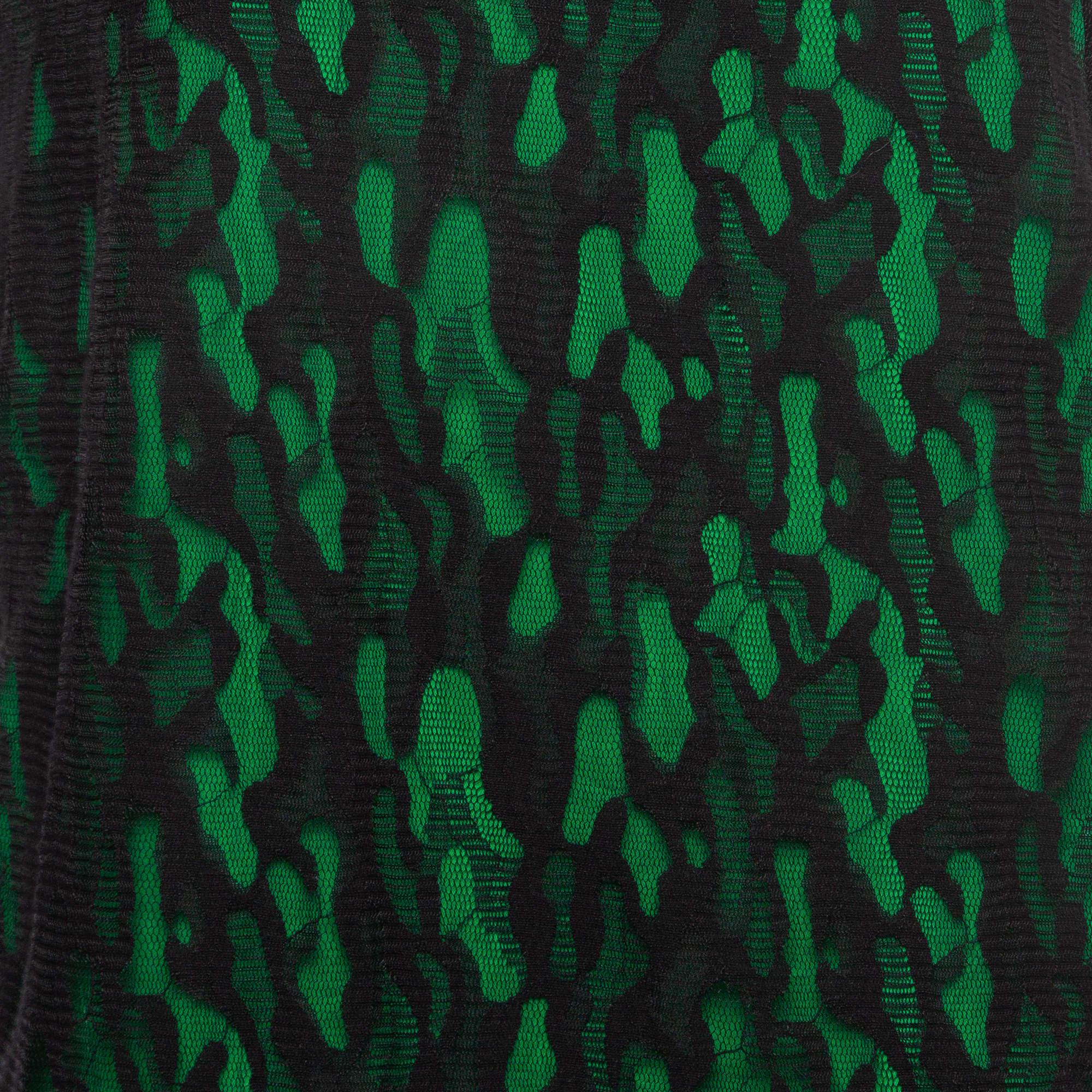 Versace Jeans Black/Green Lace Overlay Sleeveless Short Dress M en vente 1