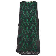 Versace Jeans Black/Green Lace Overlay Sleeveless Short Dress M