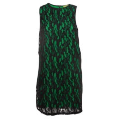 Versace Jeans Black/Green Lace Overlay Sleeveless Short Dress M