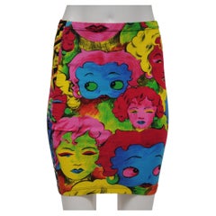 Versace Jeans Cotoure Vtg 90s Betty Boop Monroe Mini Gonna 26 40 Cotone Stretch