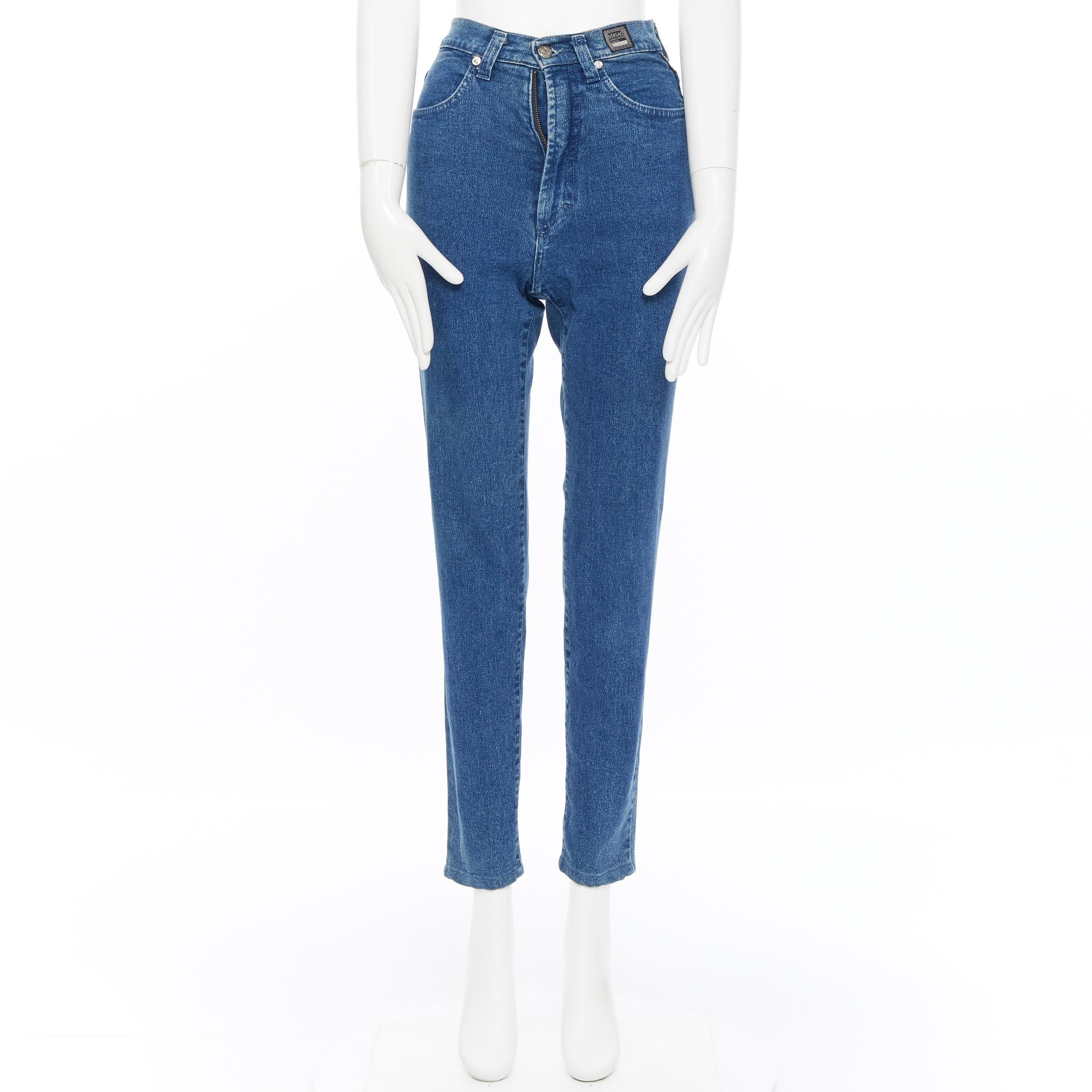 Blue VERSACE JEANS COUTURE  1990's high waisted washed denim straight leg pants 24
