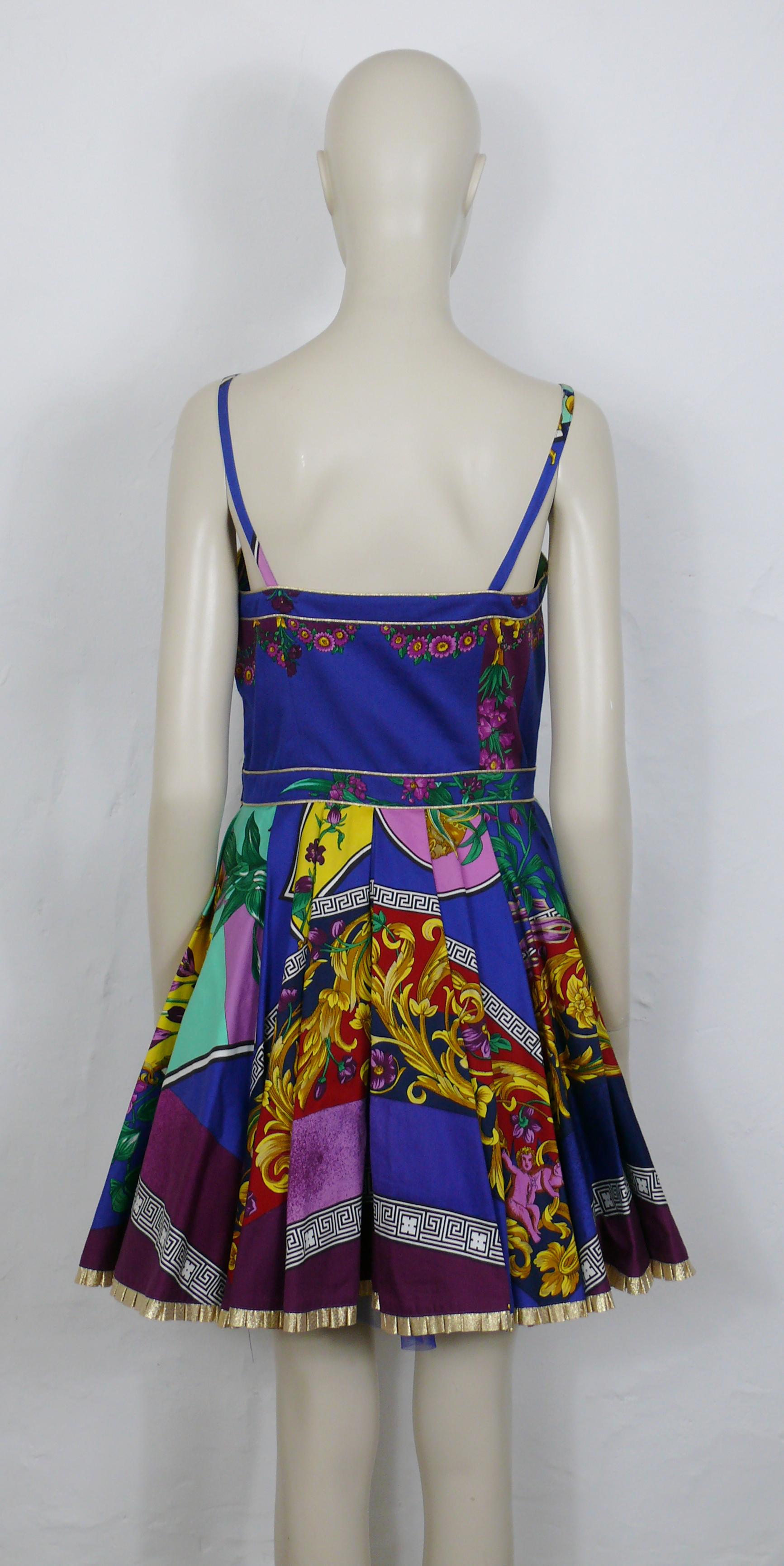 Black Versace Jeans Couture 1990s Opulent Barocco Print Dress For Sale