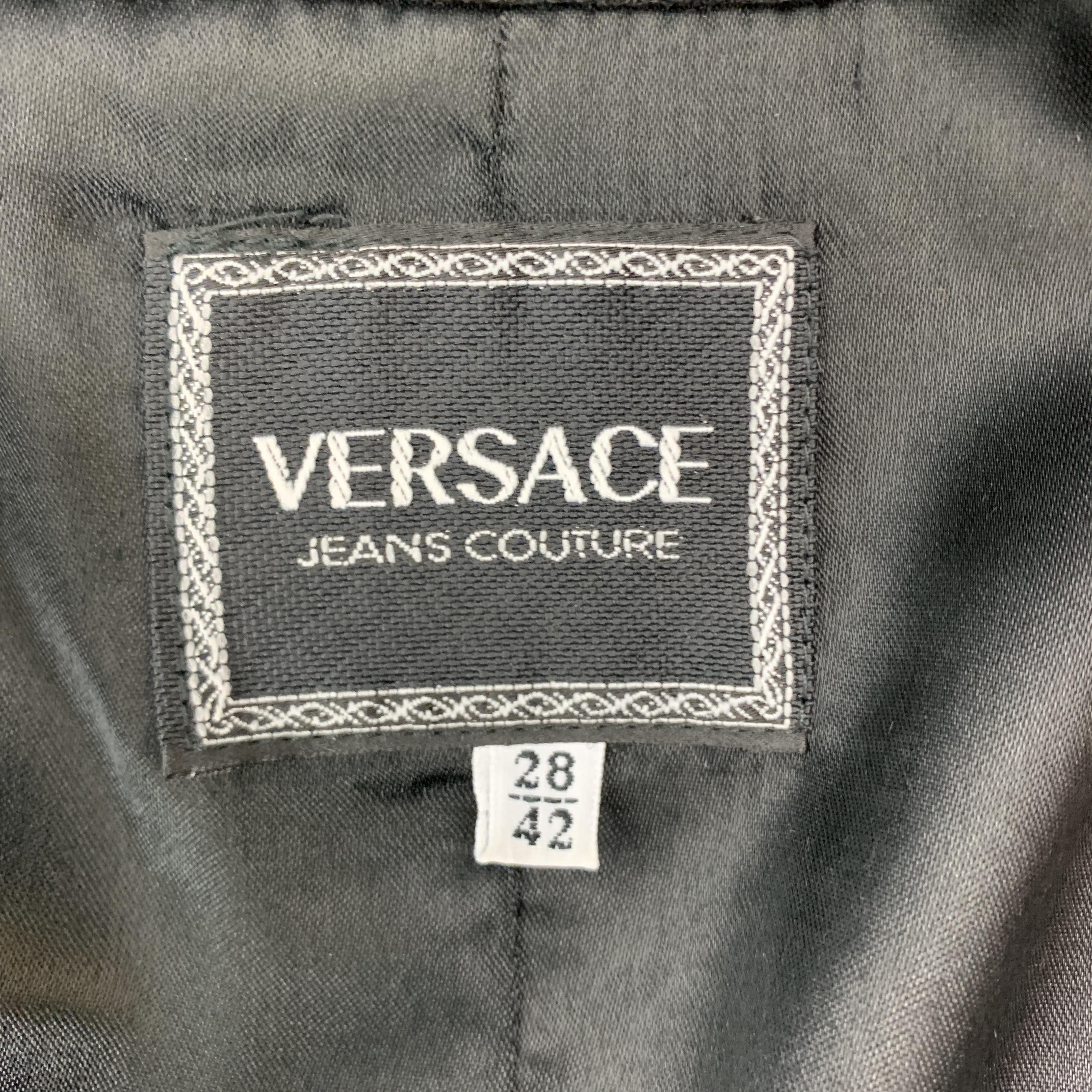VERSACE JEANS COUTURE 6 Black Wool Blend Gold Medusa Button Jacket In Good Condition In San Francisco, CA