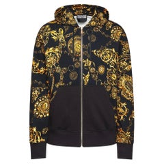 Versace Jeans Couture Baroque Logo Print Cotton Hoodie