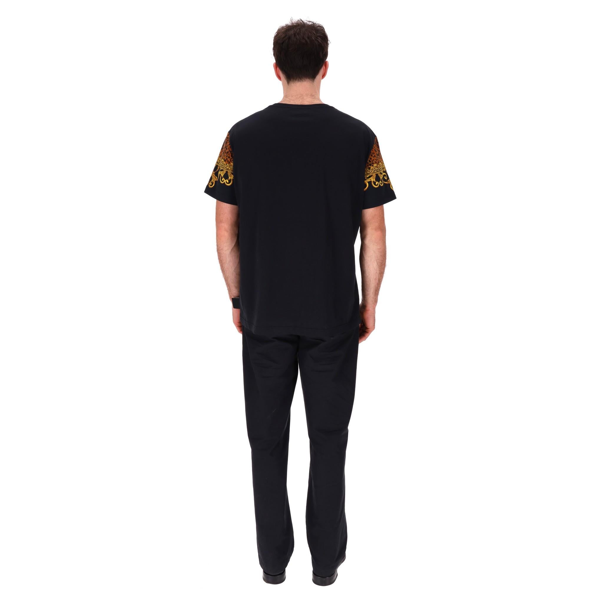 Versace Jeans Couture Baroque Logo Print Cotton T-Shirt In Excellent Condition For Sale In London, GB