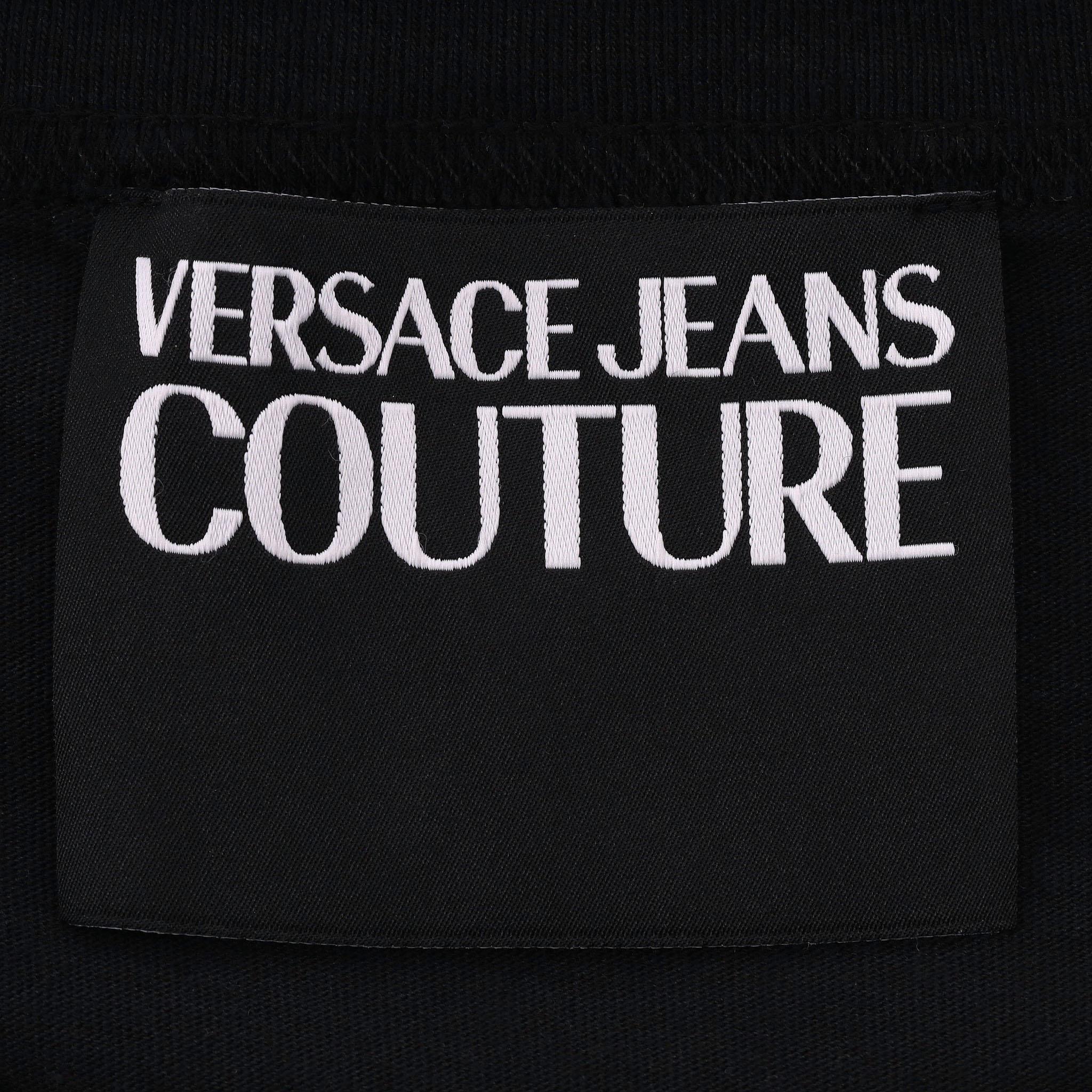 Camiseta con logotipo de algodón y estampado barroco Versace Jeans Couture en venta 1