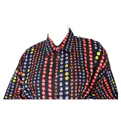 Versace Jeans Couture Berry Print Button-Up Long Sleeve Shirt circa 1990s