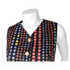 Versace Jeans Couture Berry Print Button-Up Vest circa 1990s