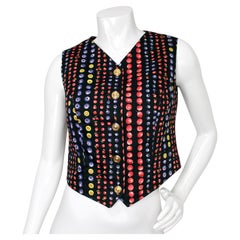Versace Jeans Couture Berry Print Button-Up Vest circa 1990s