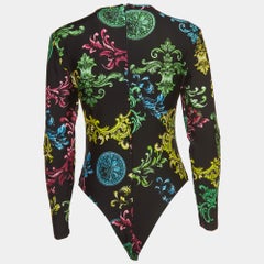 Versace Jeans Couture Schwarzer Bodysuit mit Barockdruck M