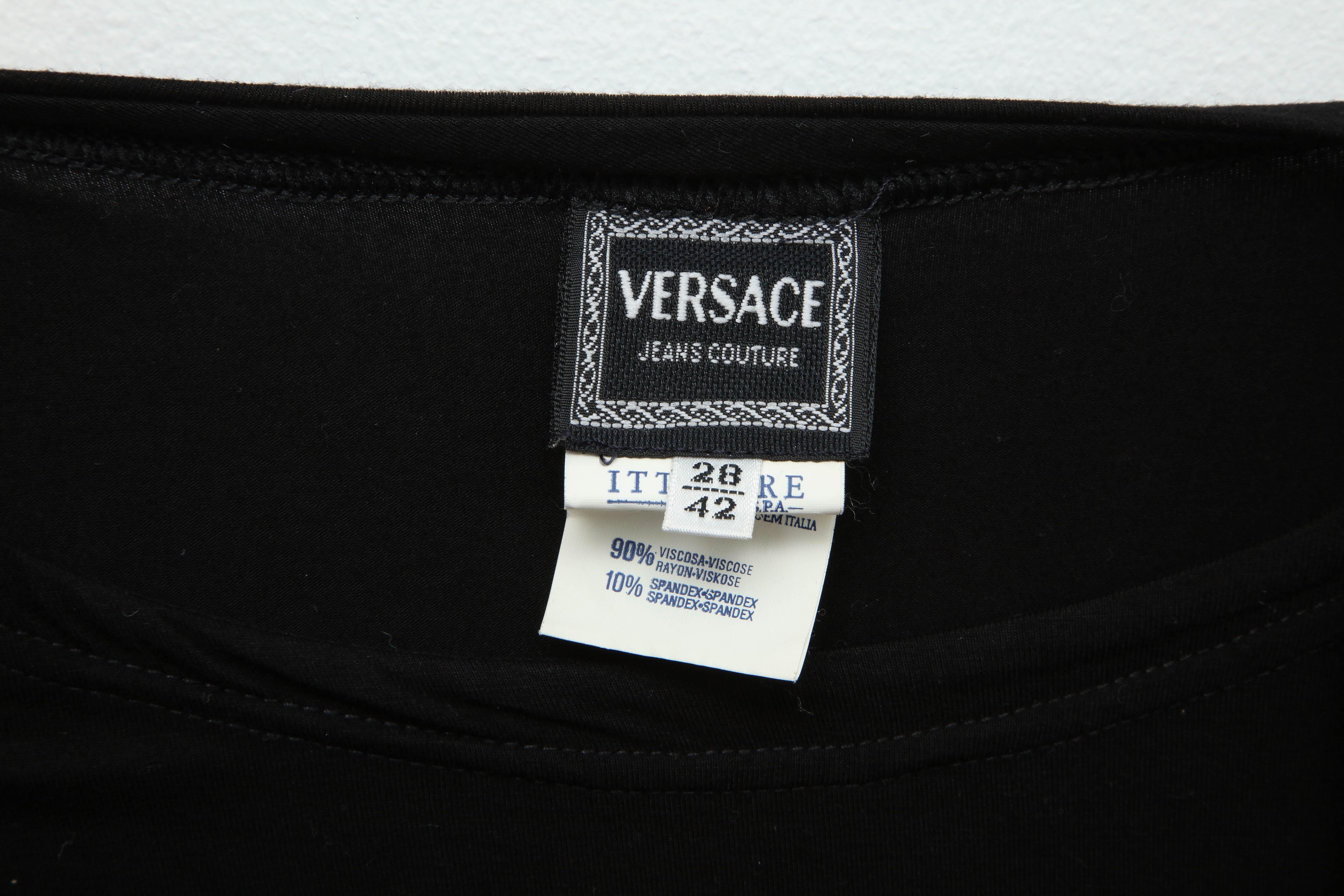 Versace Jeans Couture Black Body Con Dress with Medusa For Sale 1