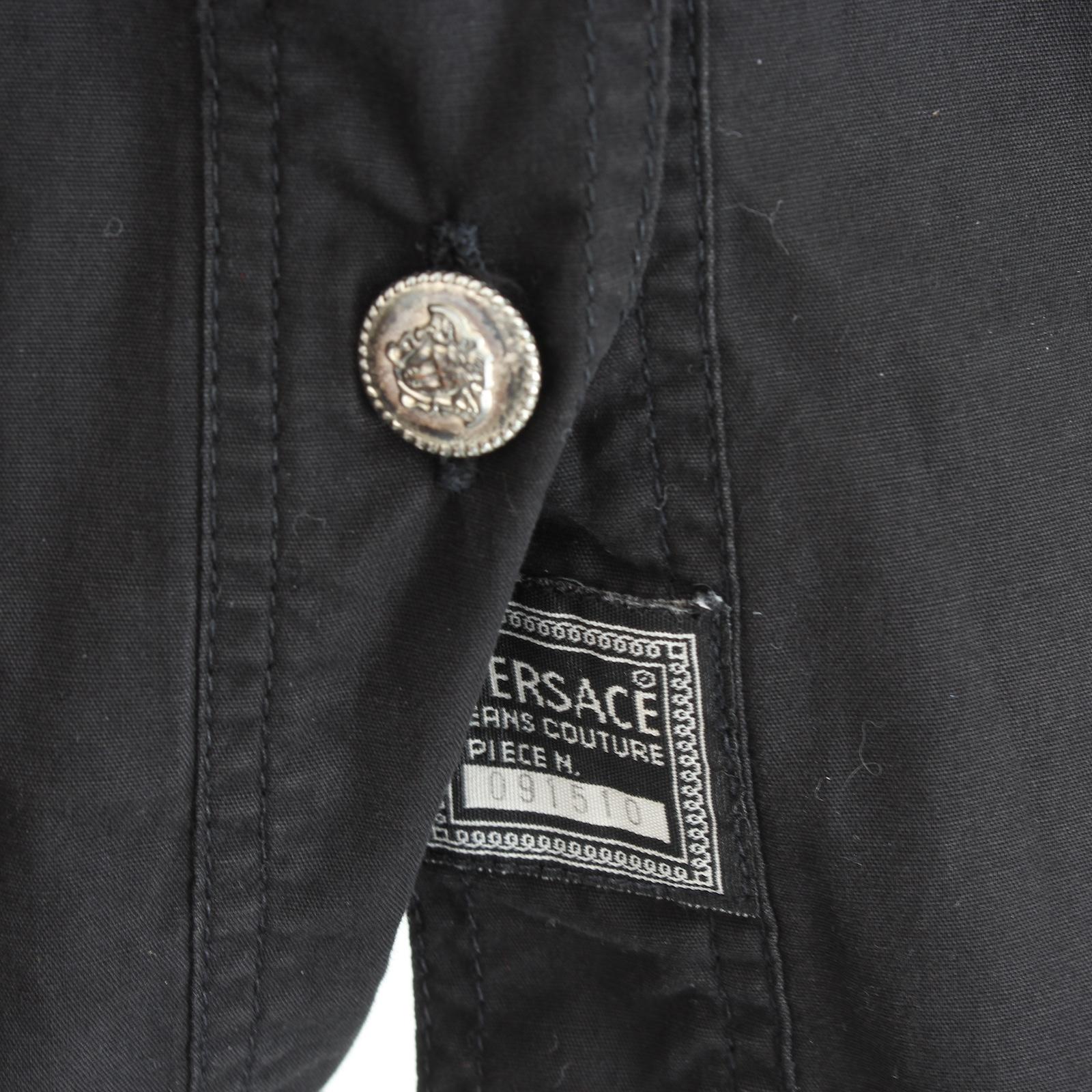 Versace Jeans Couture Chemise Medusa en coton noir 1990 en vente 1