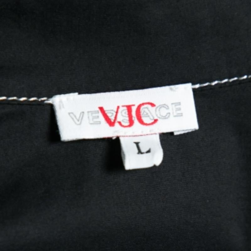 Versace Jeans Couture Black Cotton Sequin Embellished Shirt L In Good Condition For Sale In Dubai, Al Qouz 2