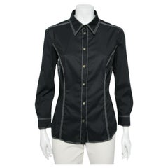 Versace Jeans Couture Black Cotton Sequin Embellished Shirt L