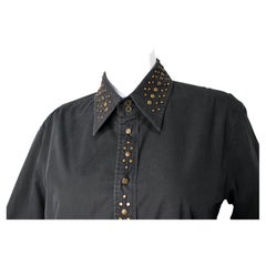 Versace Jeans Couture Black Embellished Vintage Long-Sleeve Button-Up Shirt