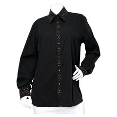 Versace Jeans Couture Black Embellished Vintage Long-Sleeve Button-Up Shirt