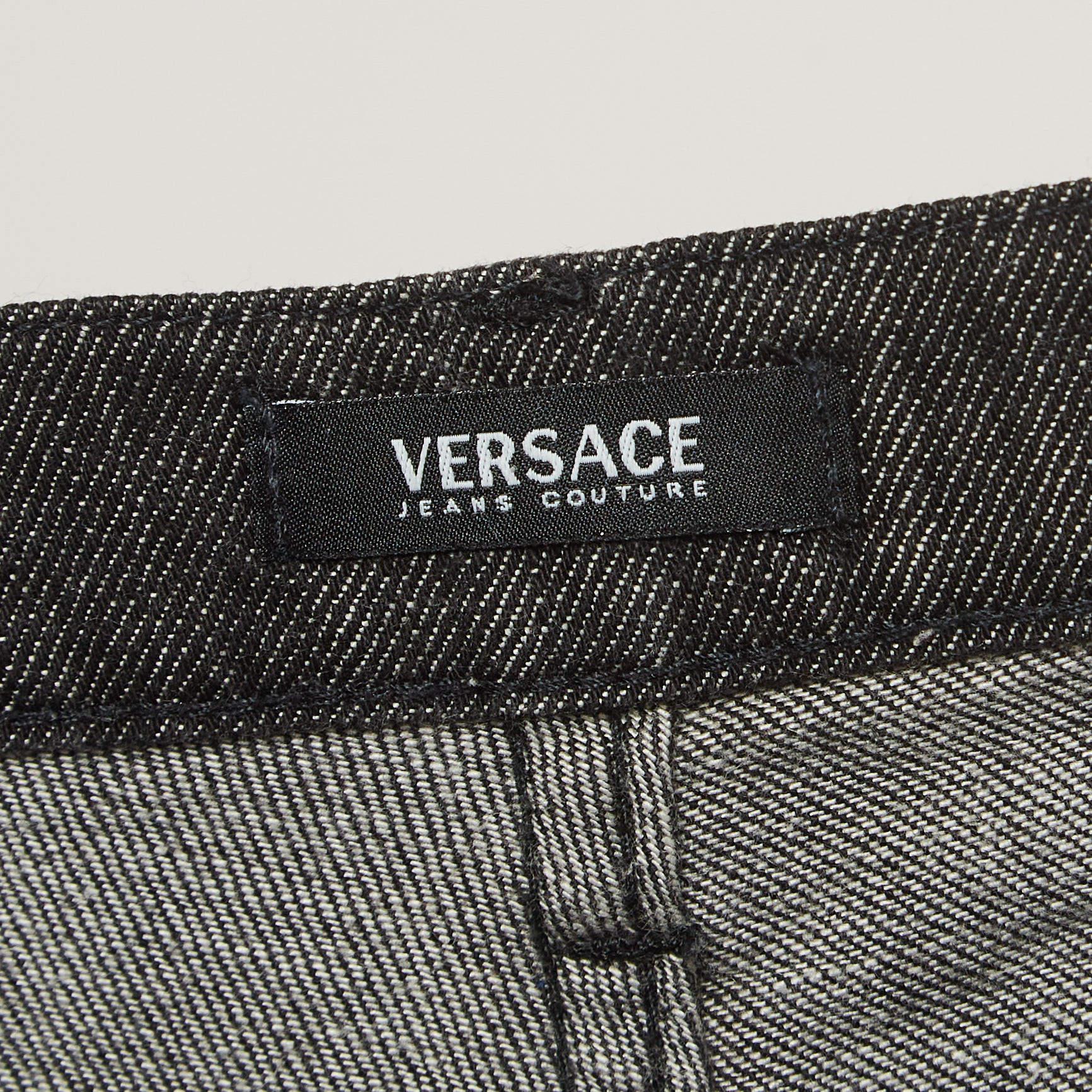 Versace Jeans Couture Jean en denim brodé noir M Taille 30 Pour femmes en vente