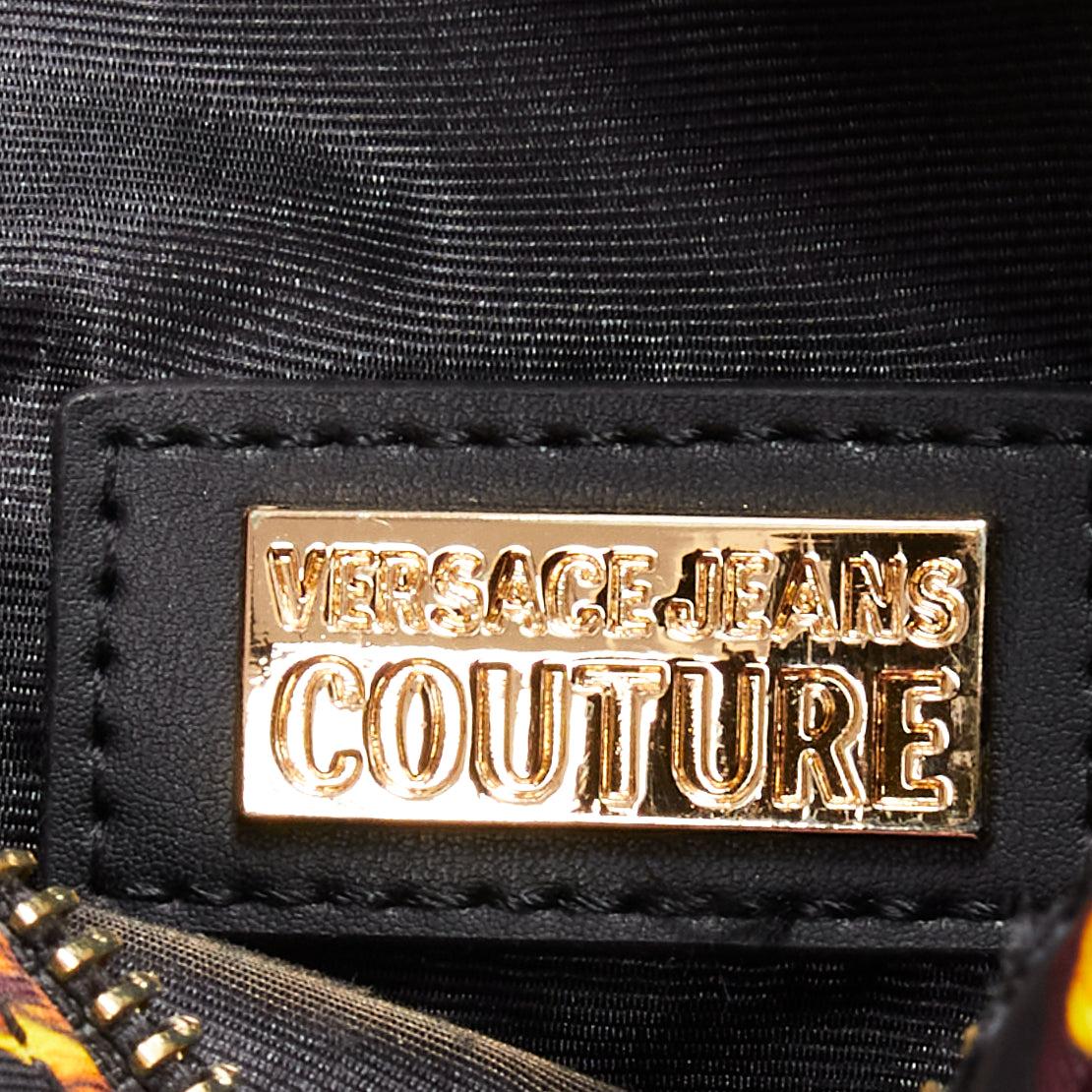VERSACE JEANS COUTURE black gold Barocco print crossbody camera bag 6