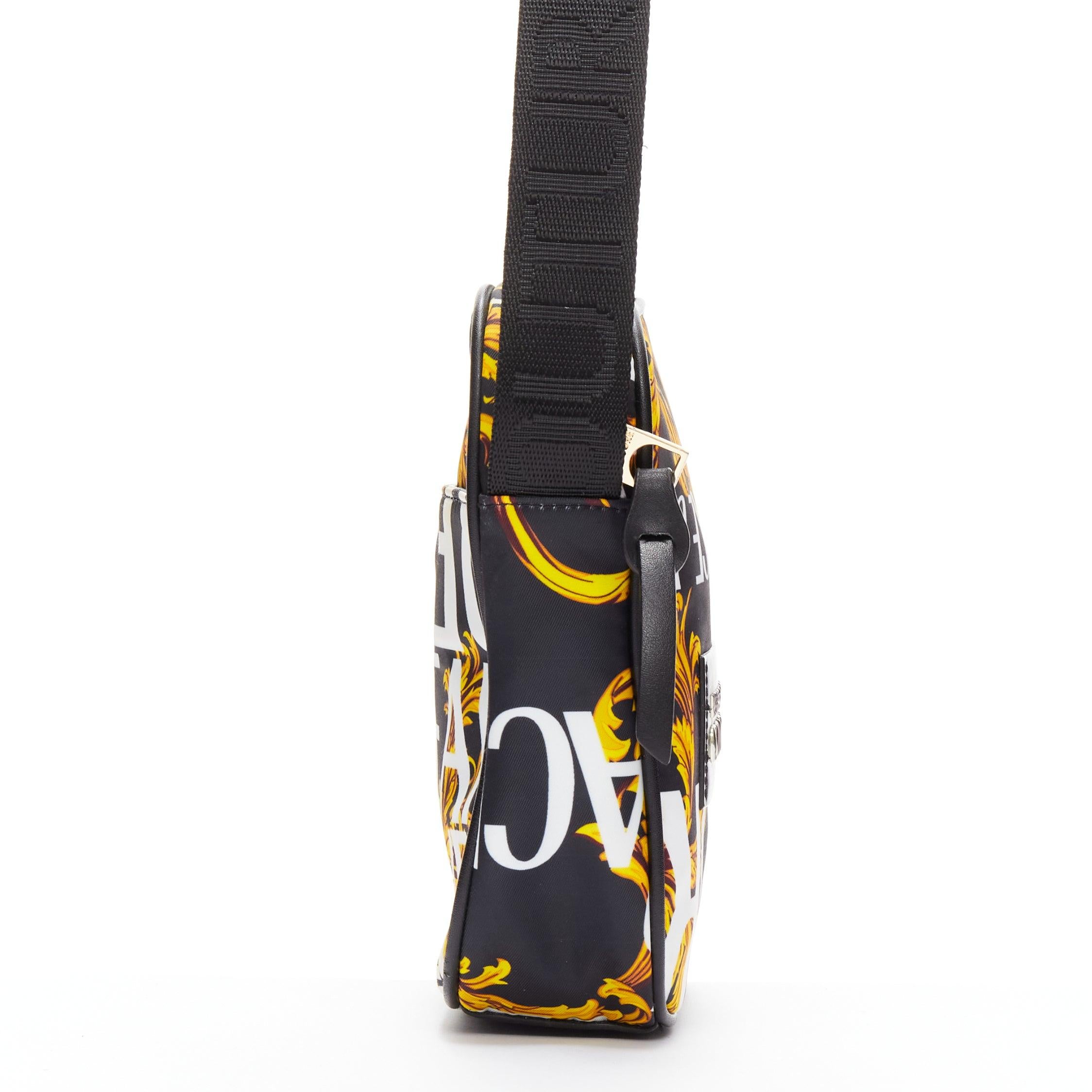 Women's VERSACE JEANS COUTURE black gold Barocco print crossbody camera bag