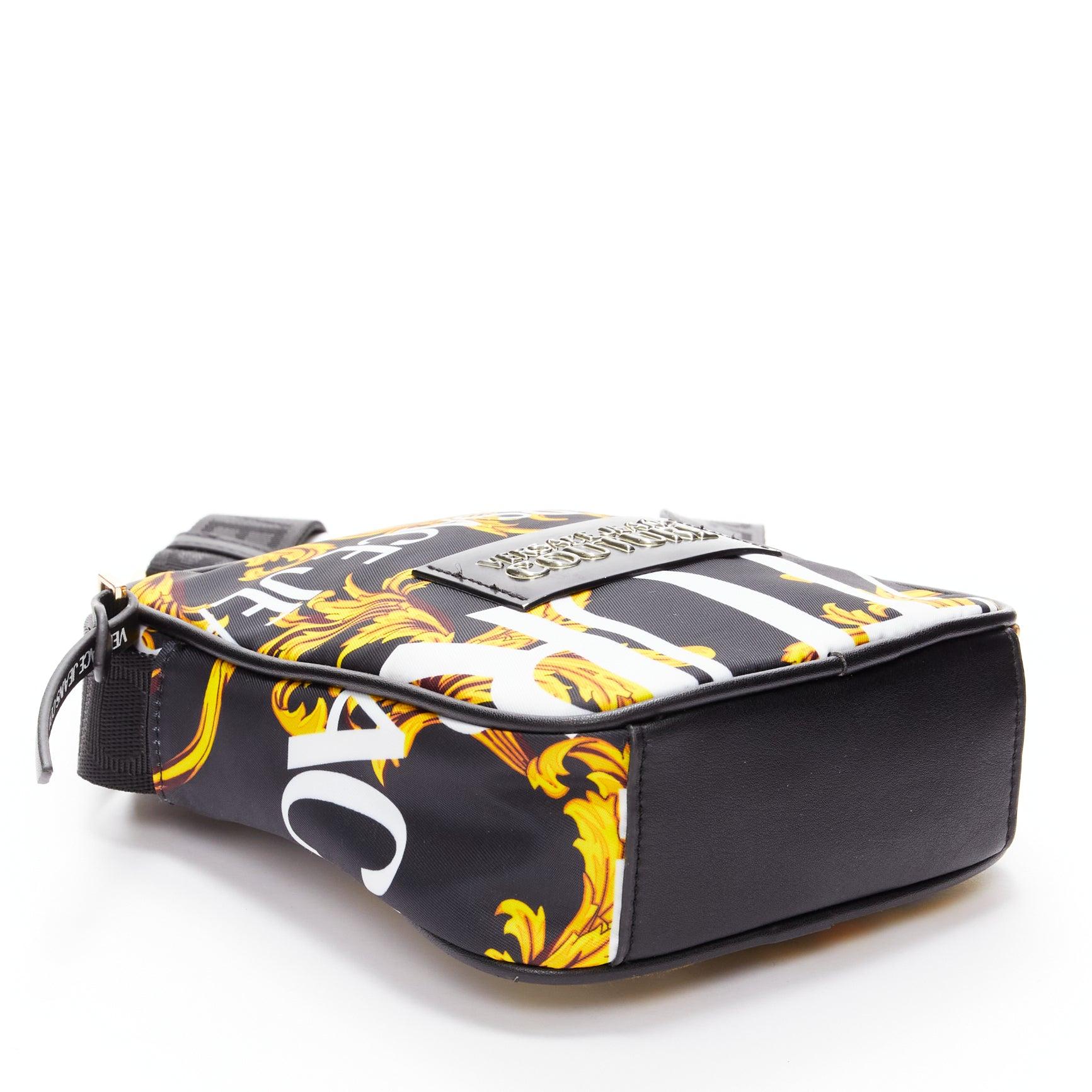 VERSACE JEANS COUTURE black gold Barocco print crossbody camera bag 2