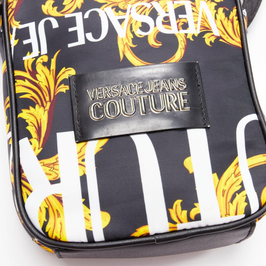 VERSACE JEANS COUTURE black gold Barocco print crossbody camera bag 3