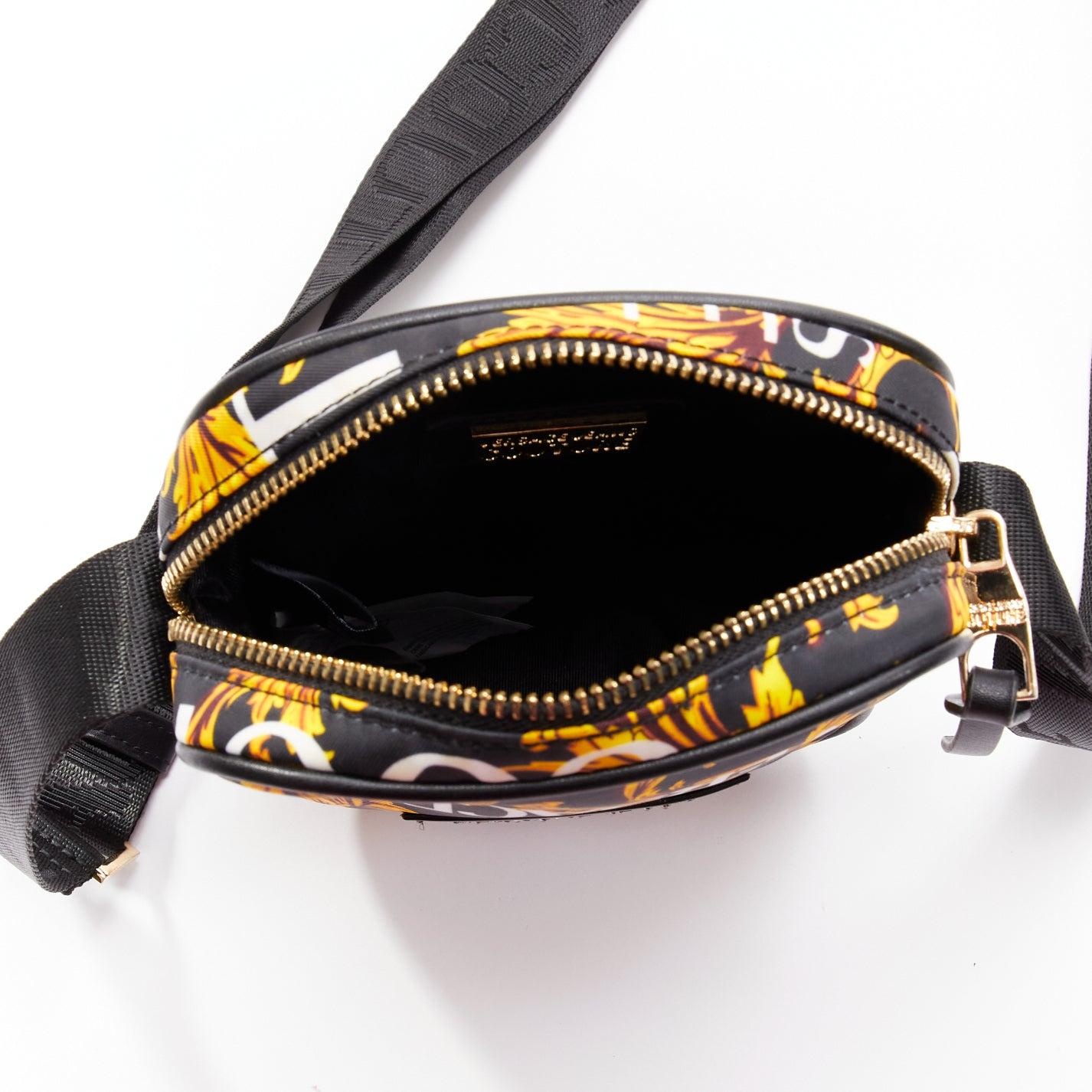VERSACE JEANS COUTURE black gold Barocco print crossbody camera bag 5