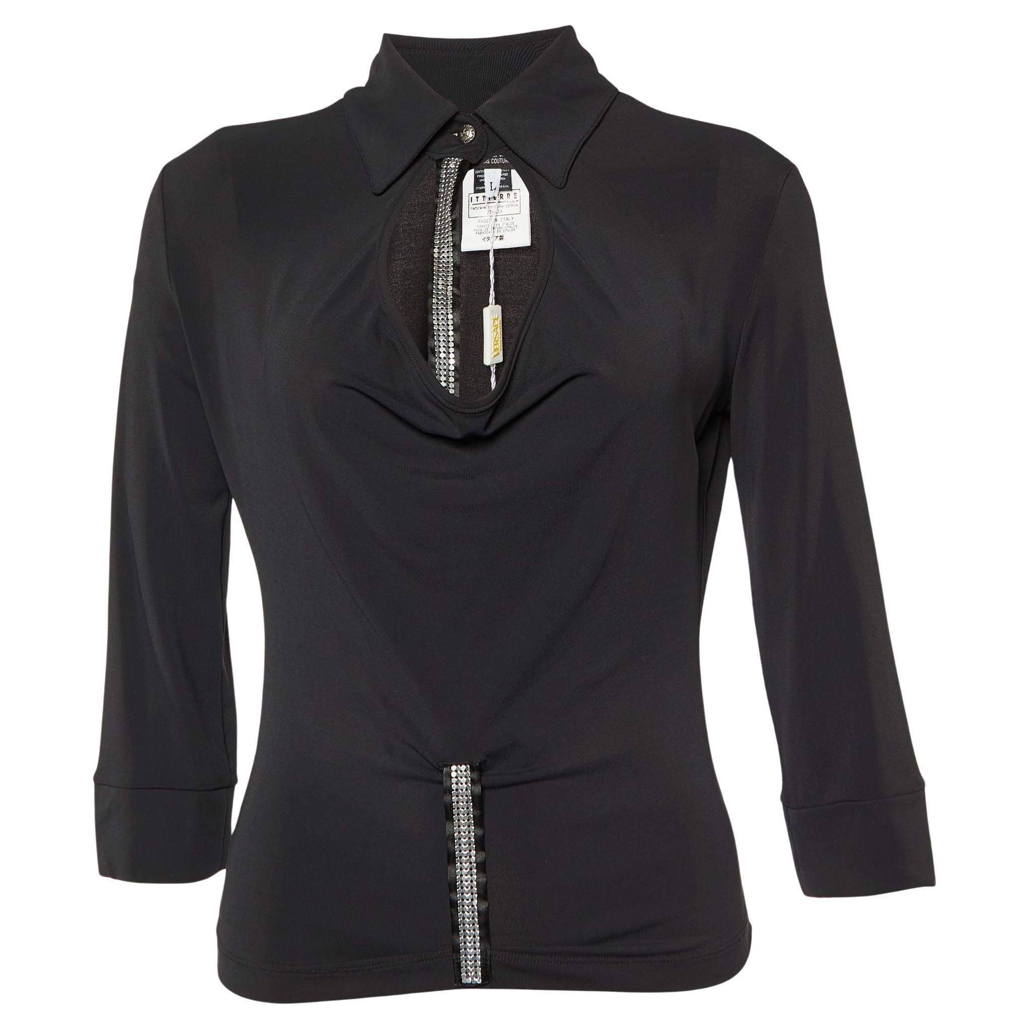 Versace Jeans Couture Black Jersey Trim Detail T-Shirt L