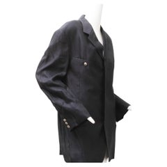 VERSACE, Jeans Couture, Black Linen Blend, Silver Tone Metal Medusa Buttons