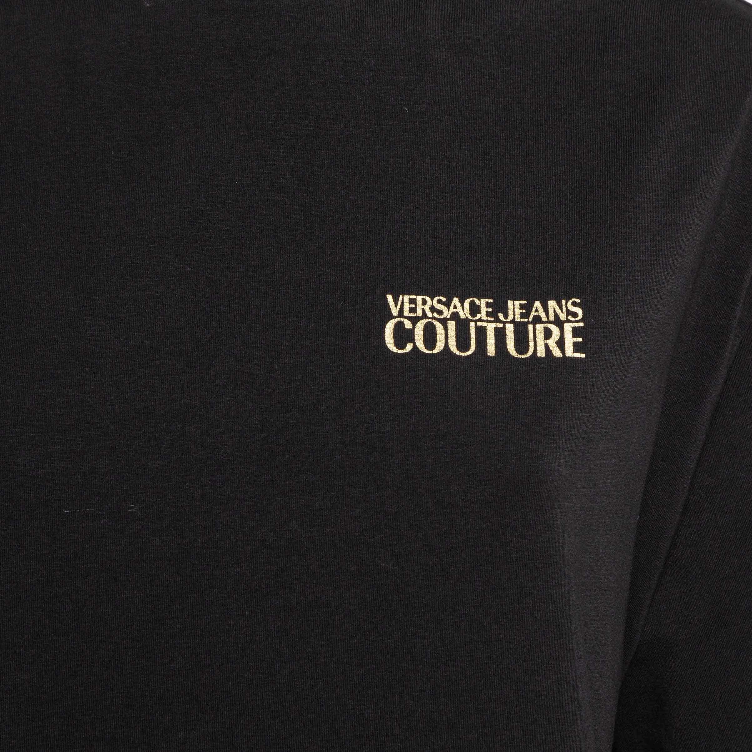 Versace Jeans Couture Black Logo Print Jersey T-Shirt XL In Fair Condition For Sale In Dubai, Al Qouz 2